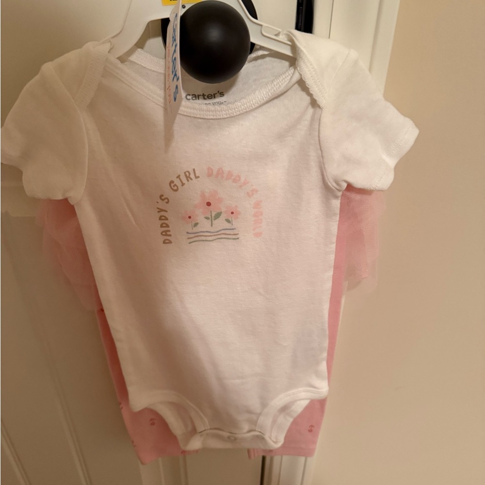 Carter's White Onesie with Pink Floral Design
